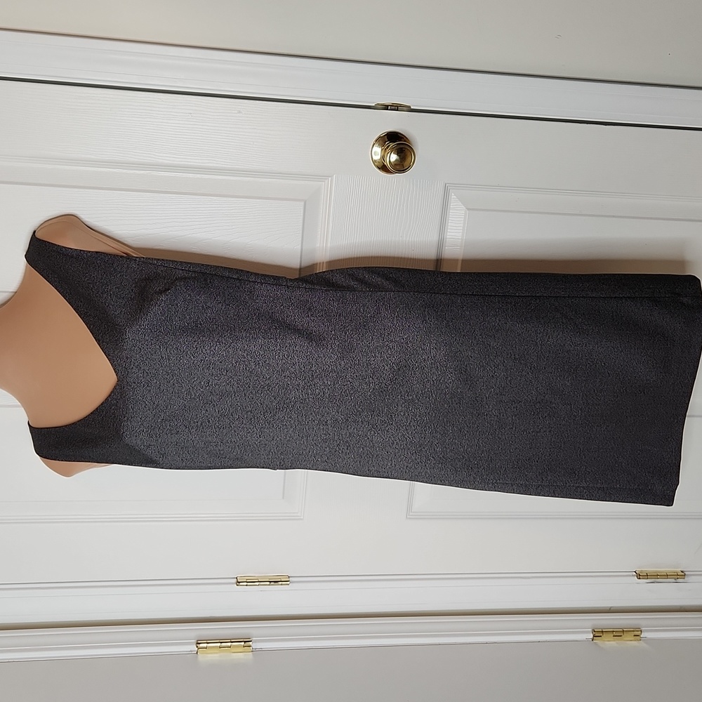 Ann Taylor gray sheath dress sheath fully lined career v neck midi sleeveless
